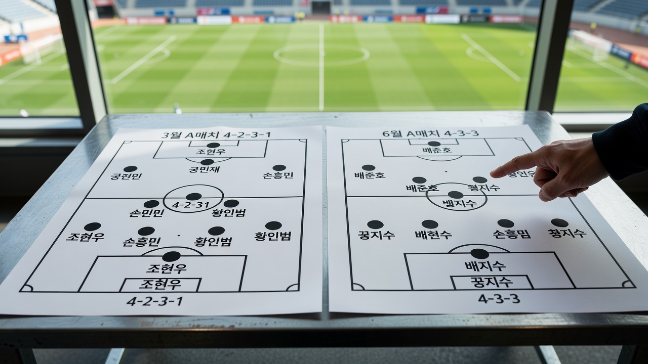 2025년 A매치 대한민국 축구 경기별 예상 라인업